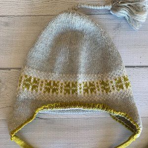 Baby Unisex Knit Winter Tassle Hat Gray Lime Green
